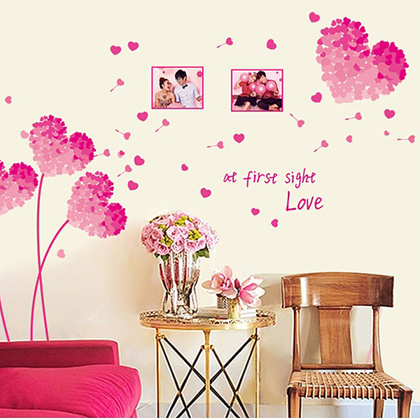 Decal Dán Tường Trái Tim Hồng DH049