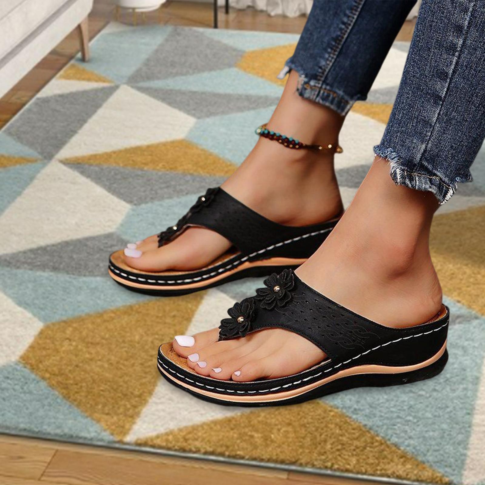 Women Sandals Ladies Anti Slip Casual Soft Flat Slippers Open Toe Flat Shoes