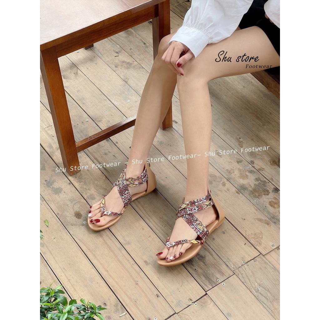 Sandal kẹp ngón quai chéo hoạ tiết xinh xắn phong cách mới cho nàng Shu Store
