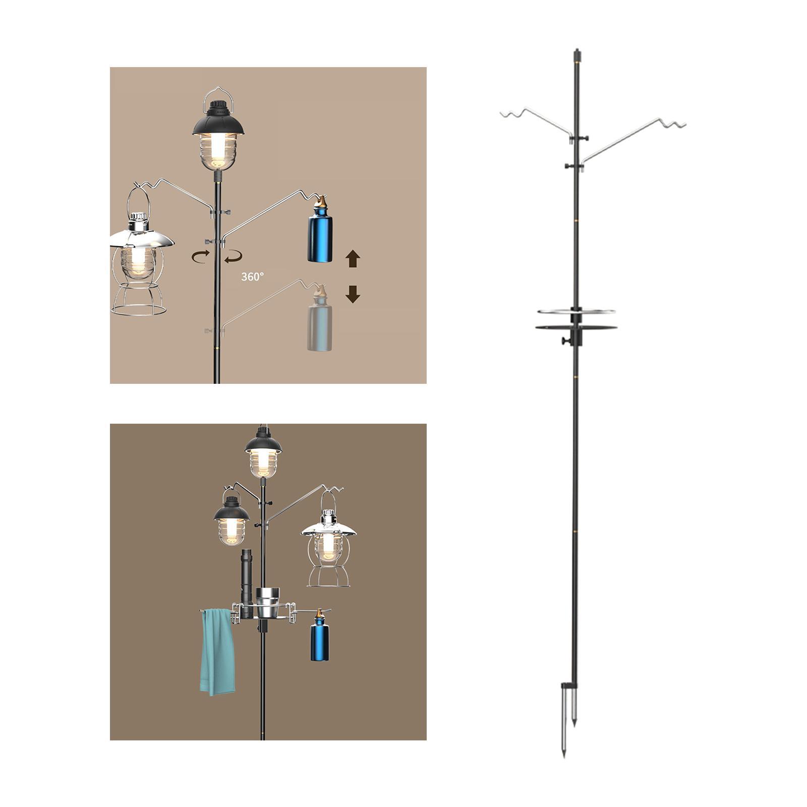 Camping Lantern Stand, Lantern Pole Hanger, Detachable Adjustable Light Holder, Camping Light Pole, for Fishing BBQ Backpacking Traveling Garden