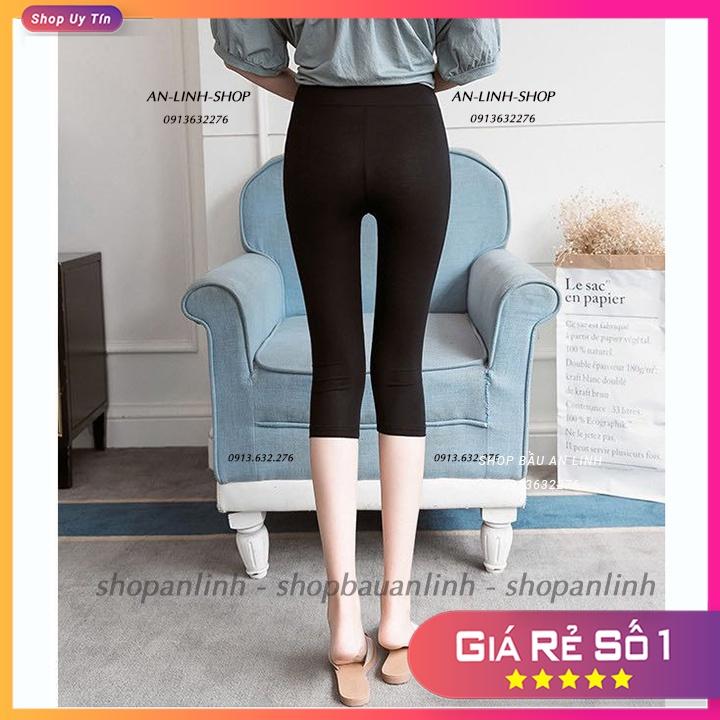 Quần bầu legging LỬNG trơn siêu đẹp co giãn thoải mái có chun chỉnh