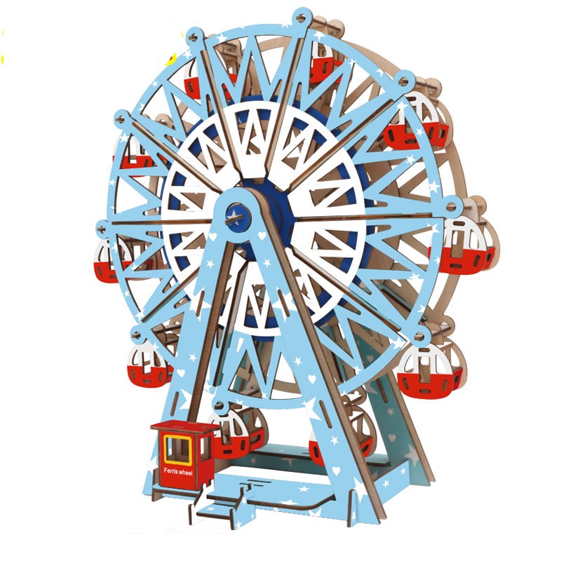 Đồ chơi lắp ráp gỗ 3D Mô hình Vòng Đu Quay Ferris Wheel Laser
