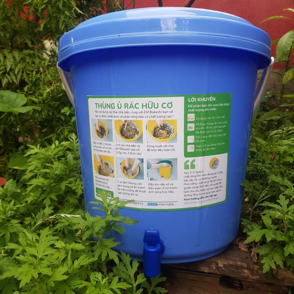 Thùng ủ rác hữu cơ thành phân hữu cơ Bokashi - Nhà Vừng (1 thùng 1 gói)