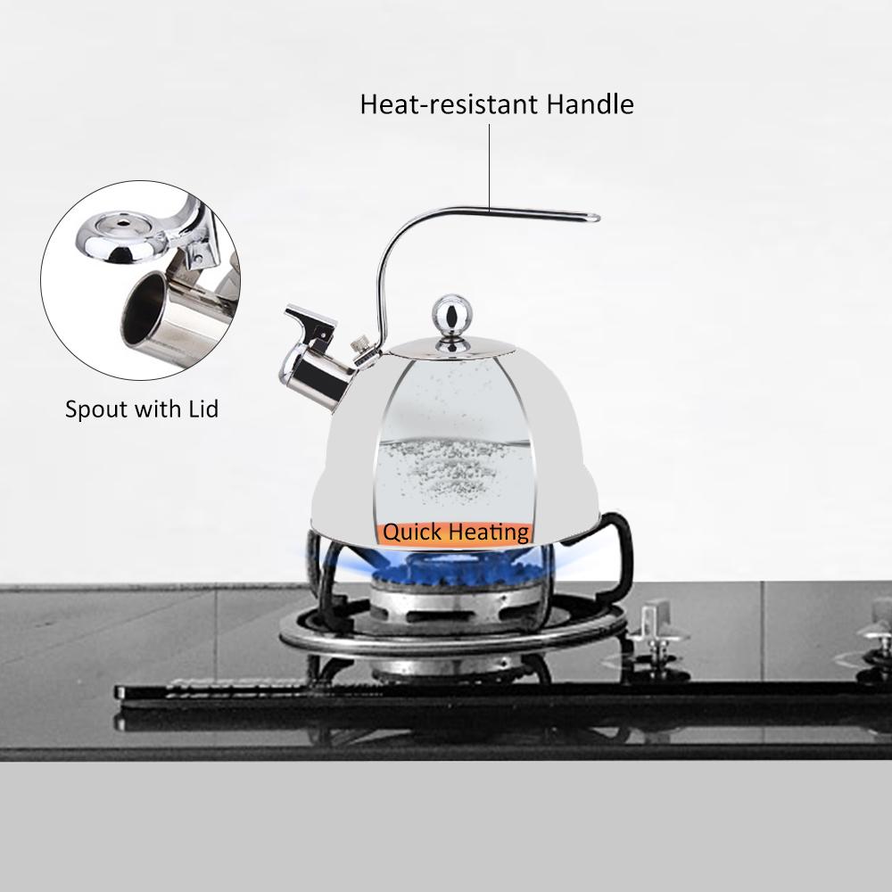 2.5L Stainless Steel Whistling Teapot Tea Kettle for Home Outdoor Camping Hiking Backpacking