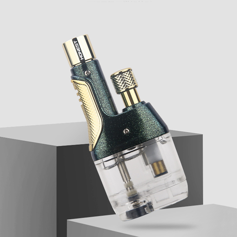 Vỏ Hột Quẹt Bật Lửa Khò Gas 1 Tia Mạnh Mẽ Honest BCZ-796 Thiết Kế Hình Tháp Đôi Bình Chứa Gas Trong Suốt Nhìn Thấy Lượng Gas - Nhiều Màu
