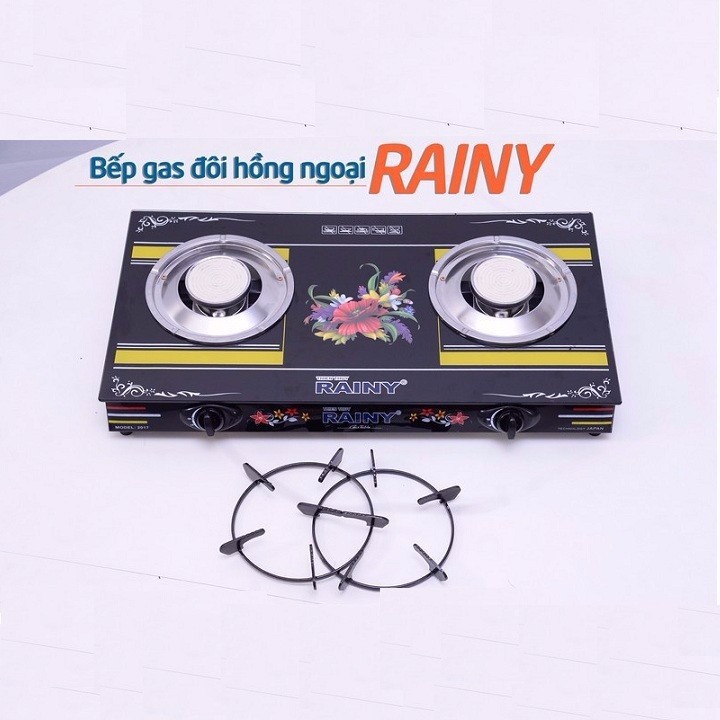 Bếp gas hồng ngoại Rainy + Tặng chảo chống dính - Màu Ngẩu Nhiên -Hàng Chính Hãng