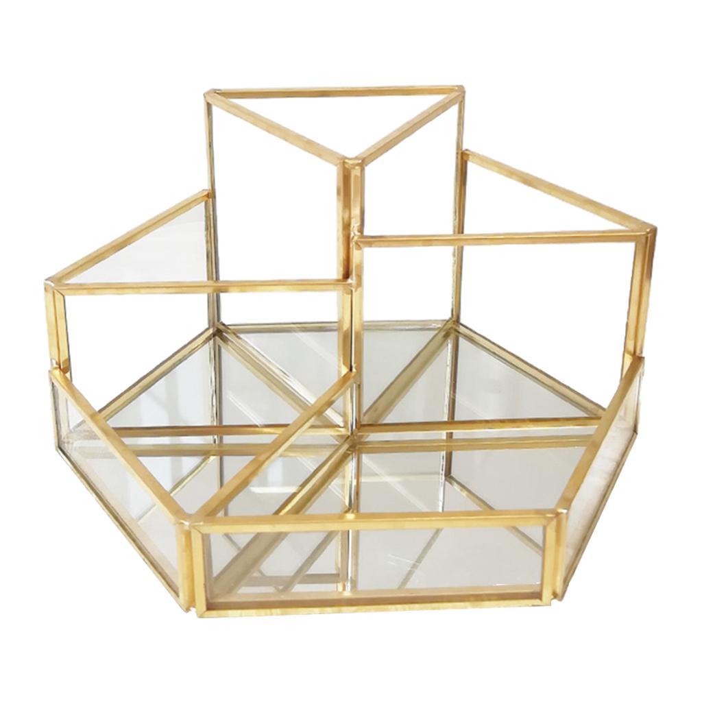 2pcs Makeup Organizer Clear Glass Cosmetic Drawers Holder Case Box Storage