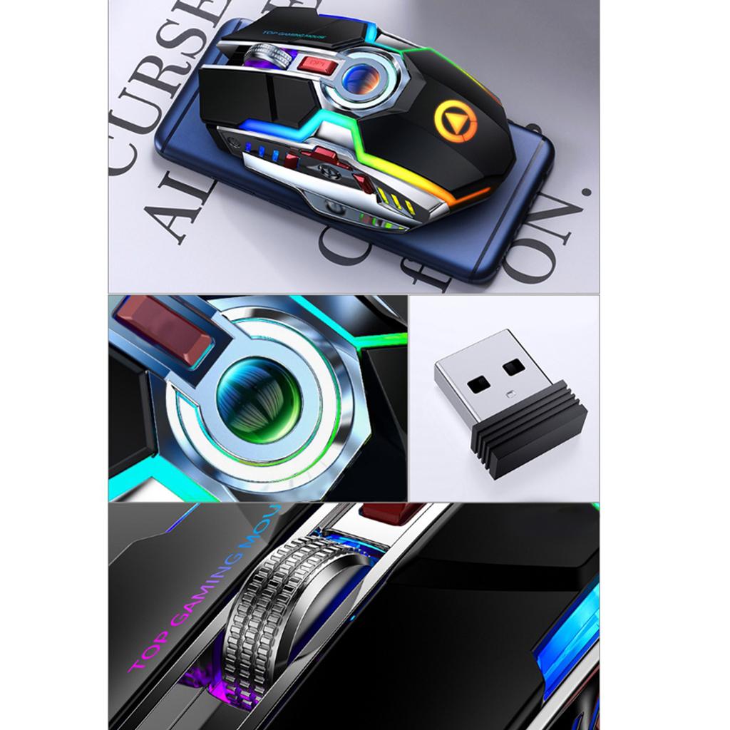 Wireless Mouse 2.4G Cordless Computer Mouse with USB Receiver Portable Mobile Mouse Optical Office Mice 3-Level DPI, 7 Buttons for Notebook, PC