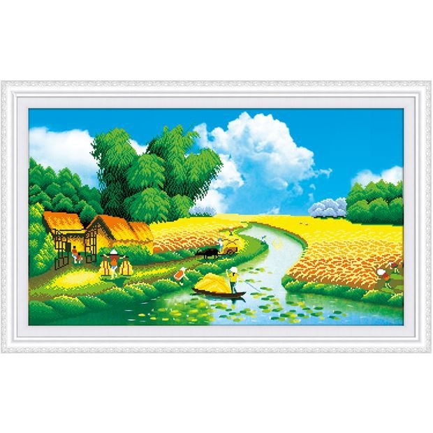 Tranh thêu chữ thập 3D Phong Cảnh (78*49cm) chưa thêu