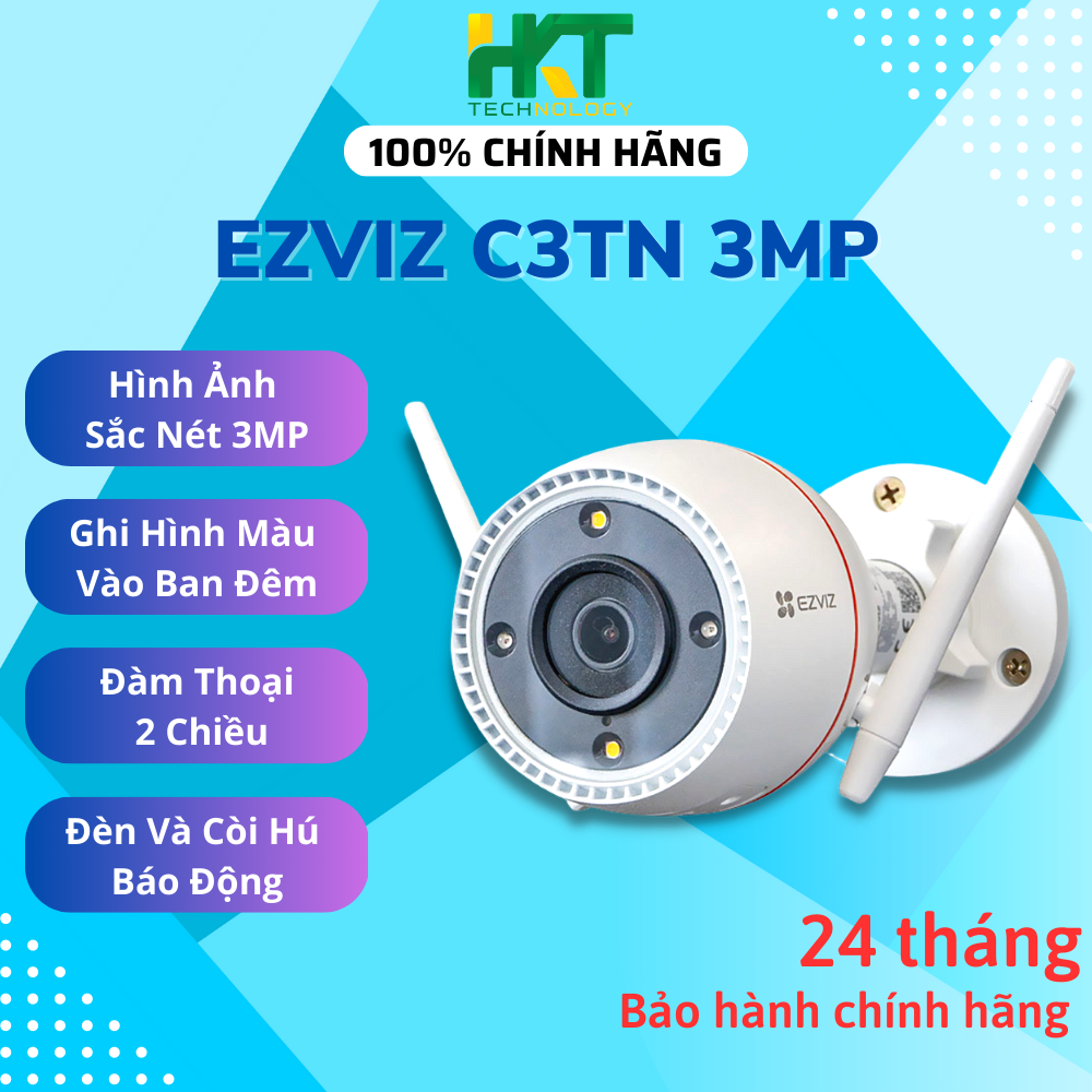 Camera Wifi Ngoài Trời Ezviz C3TN 3M 2K Siêu Nét Có Màu Ban Đêm - Hàng chính hãng