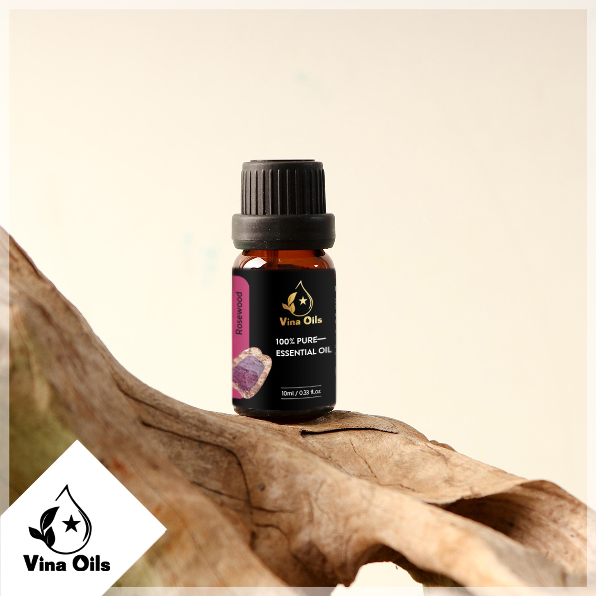 Tinh Dầu Gỗ Hồng Vina Oils 10ml - Rosewood Essential Oil 10ml -  Được Chiết Xuất Từ Thiên Nhiên Nguyên Chất - Mang Lại Cảm Giác An Tâm, Giảm Stress, Giúp Ngủ Ngon, Trẻ Hóa Làn Da Và Tăng Kích Thích Ham Muốn