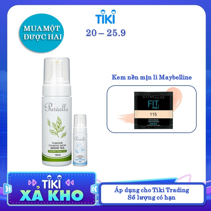 Bộ 2 Dung Dịch Vệ Sinh Puraelle Trà Xanh (150ml) + Nguyên Chất (50ml)