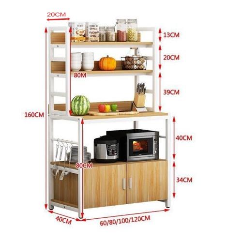 Kệ nhà bếp có cửa tủ đựng đồ nhiều tầng đa chức năng để lò nướng lò vi sóng,gia vị
