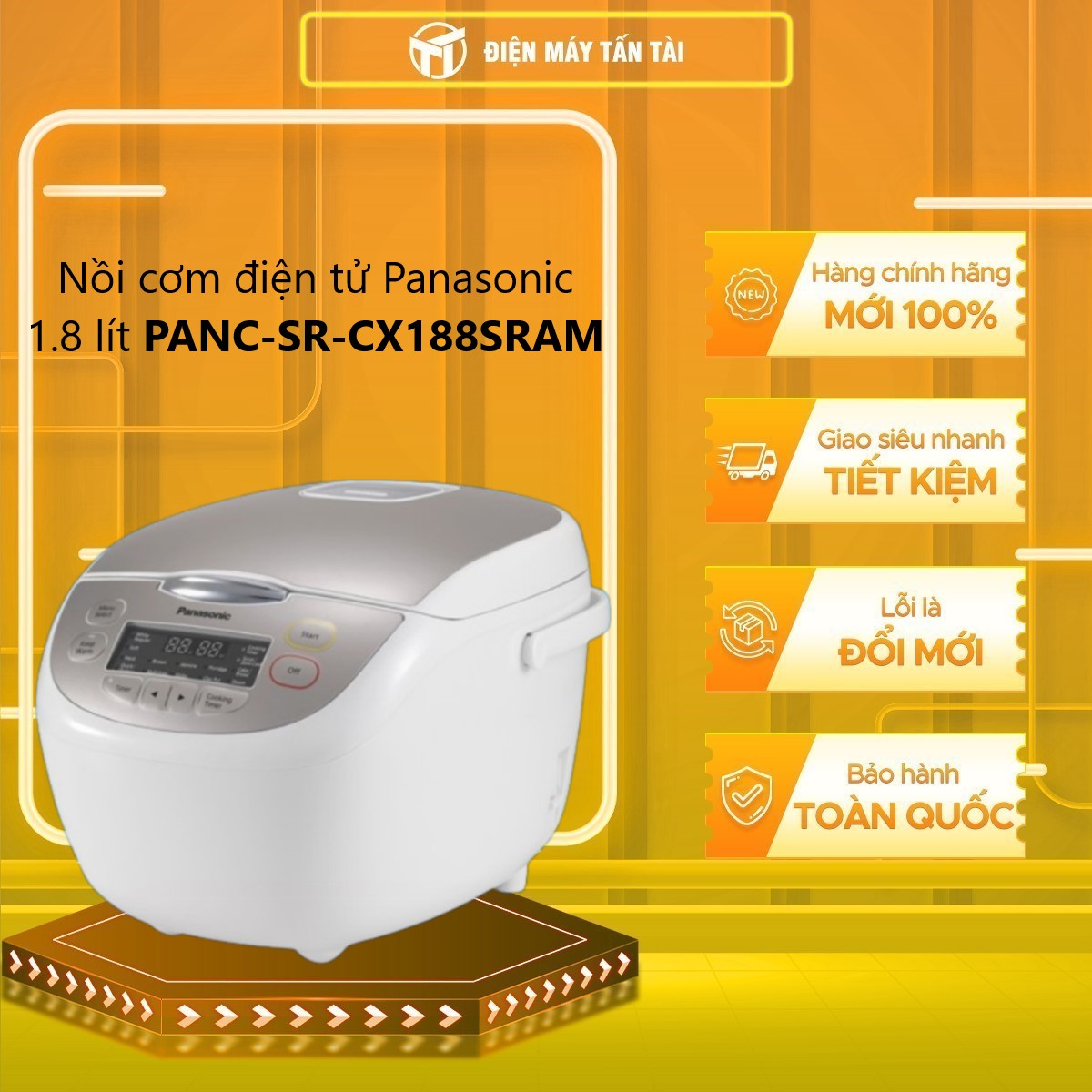 Nồi cơm điện Panasonic 1.8 lít SR-CX188SRAM - Hàng Chính Hãng - Chỉ Giao Hồ Chí Minh