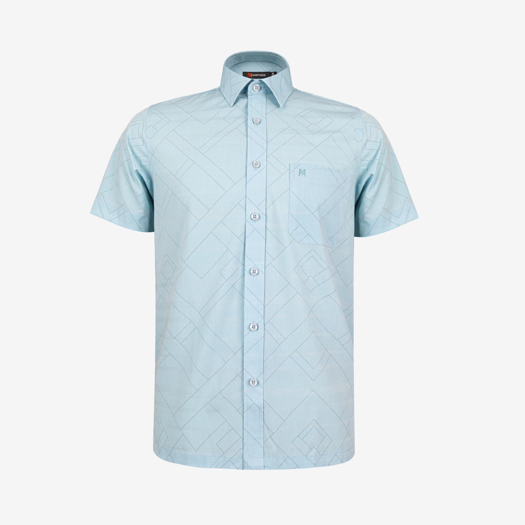 Áo sơ mi nam KHATOCO Tailor Fit ngắn tay A1MN518T2-CNIN730-2703-N