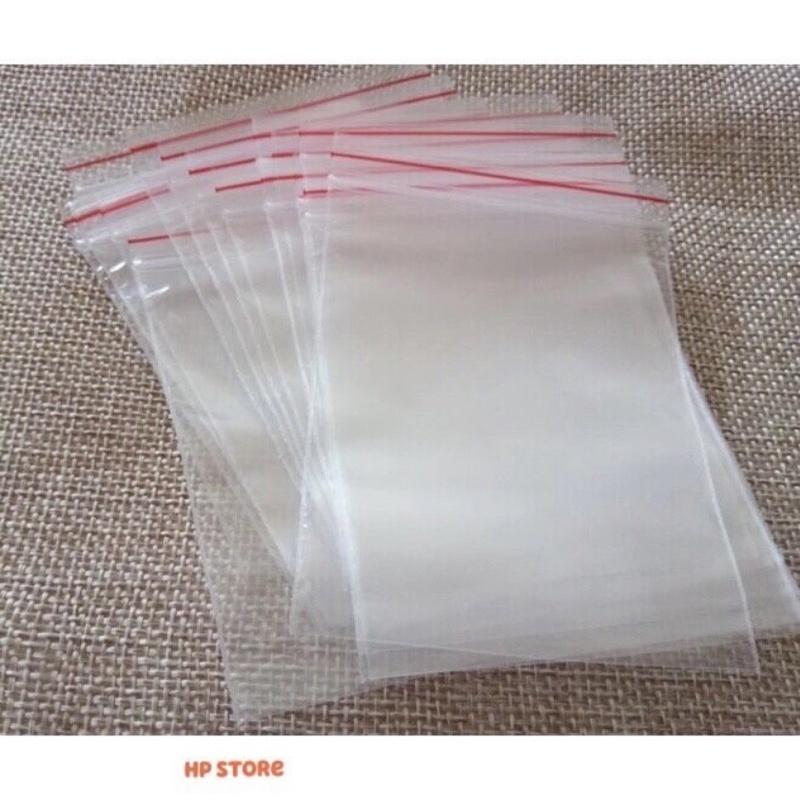 ️100g Túi Zip Trong Chỉ Đỏ To Size 14cm x 9cm