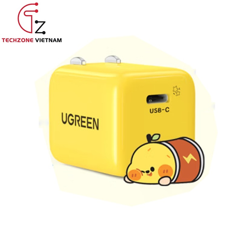 Ugreen 80947 Củ sạc 20W màu vàng USB type C nhỏ gọn hỗ trợ sạc nhanh CD249 Hàng chính hãng