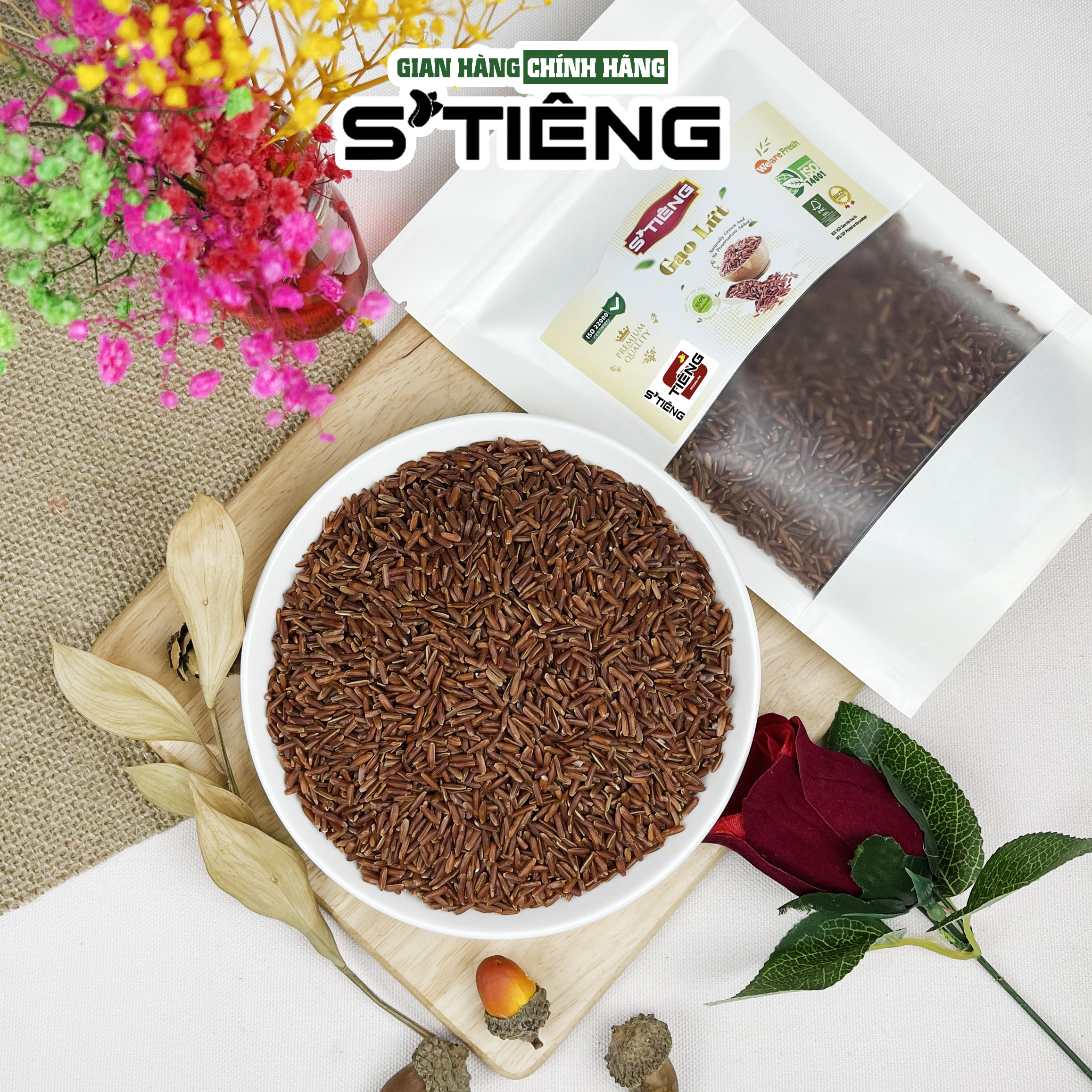 500Gr Gạo Lứt Huyết Rồng Hạt Sống S'TIÊNG Ăn Kiêng Giảm Cân