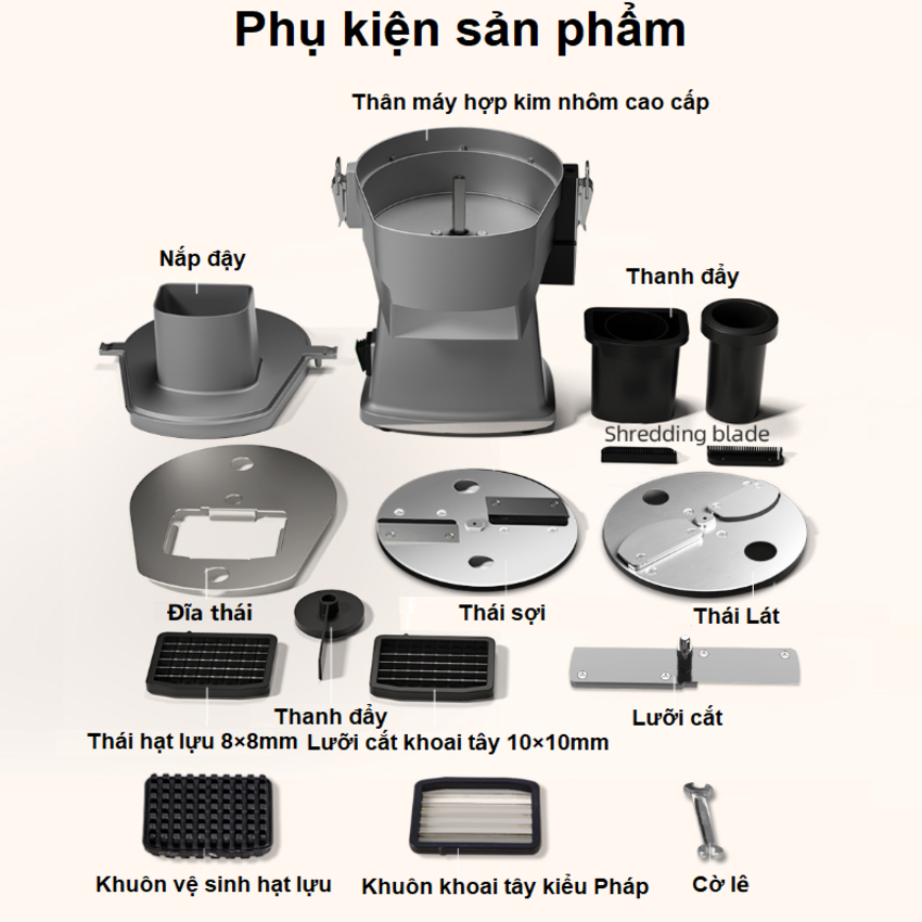 Máy thái rau củ quả đa năng, thái lát, thái sợi, thái hạt lựu Thương hiệu Mỹ cao cấp Septree GJ817, 850W - Hàng Nhập Khẩu (Bảo Hành 12 Tháng)
