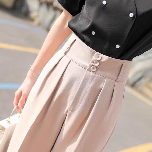 Quần Baggy Cạp Cao 3 Cúc Siêu Đẹp