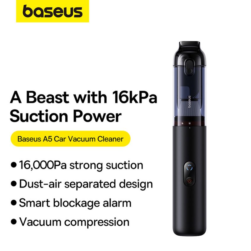 Máy Hút Bụi Cầm Tay Baseus A5 Car Vacuum Cleaner 130W 16000pa 7500mAh (Hút bụi và hút chân không)- Hàng chính hãng