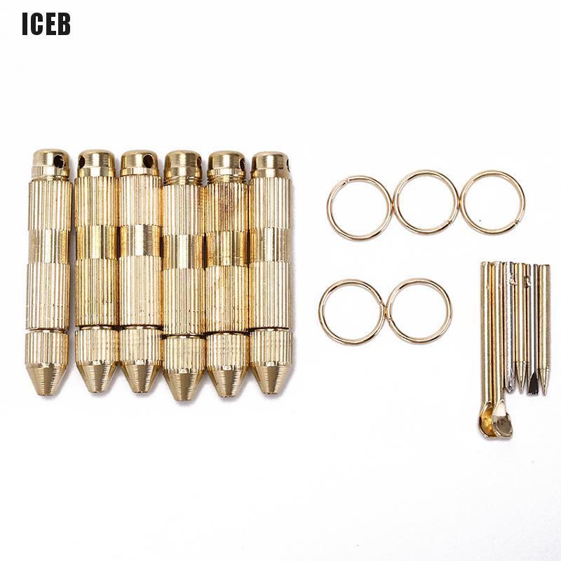 iceb 5pcs easy carry outdoor camping brass toothpick multi-functional ear tool