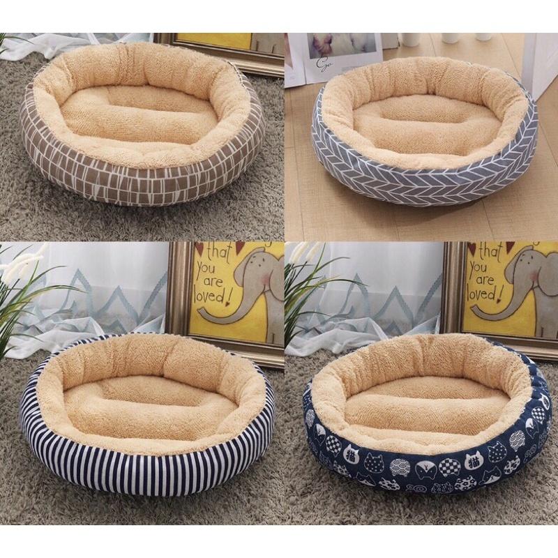 Ổ tròn lông thú cho chó mèo size 8kg tặng gối nằm , nệm tháo rời