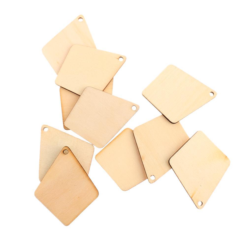 20Pcs Unfinished Wood Geometric Shapes Hanging Tags Cutouts Decoration Craft