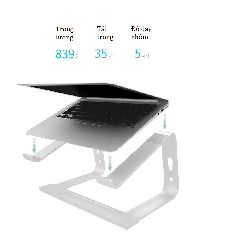 Đế nâng cao laptop stand hợp kim nhôm có thể chỉnh độ rộng X2 Vu Studio - Hàng chính hãng