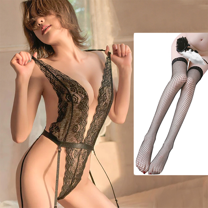 Váy ngủ sexy bodysuit cổ V đan chéo hở lưng ren sexy BT42249 - Đầm ngủ sexy - Đồ ngủ sexy