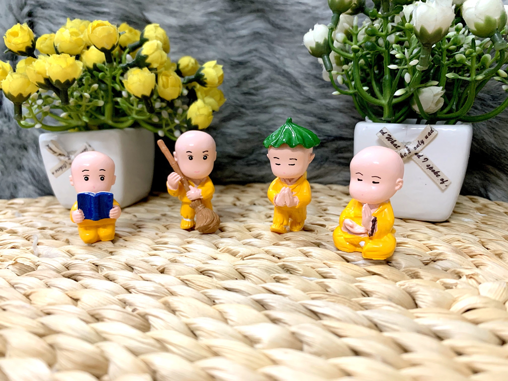 Bộ 4 tượng chú tiểu Tài Lộc Trí Tuệ Từ Bi