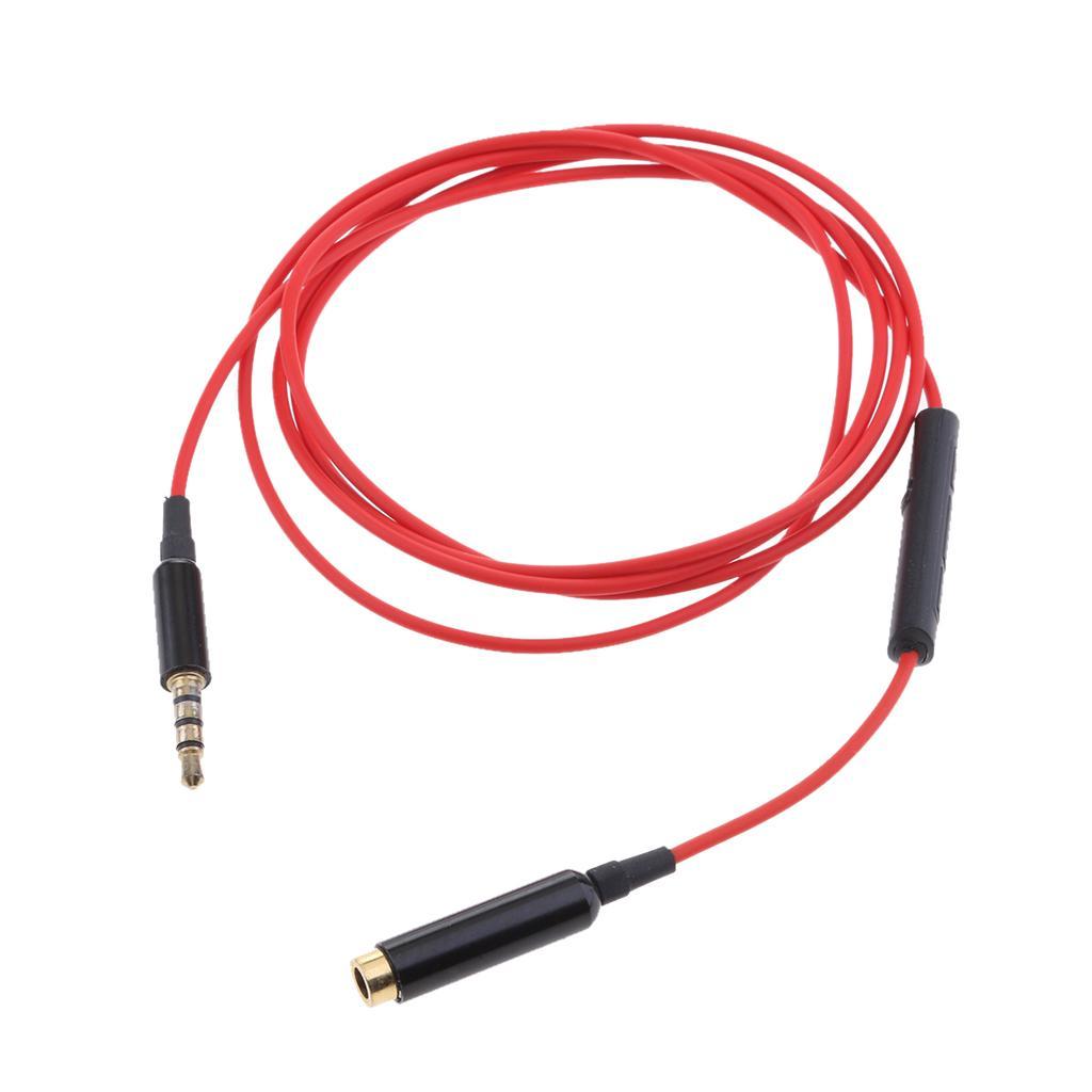 2Pieces 3.5mm male to 3.5mm Female Stereo Audio Cable with remote & mic