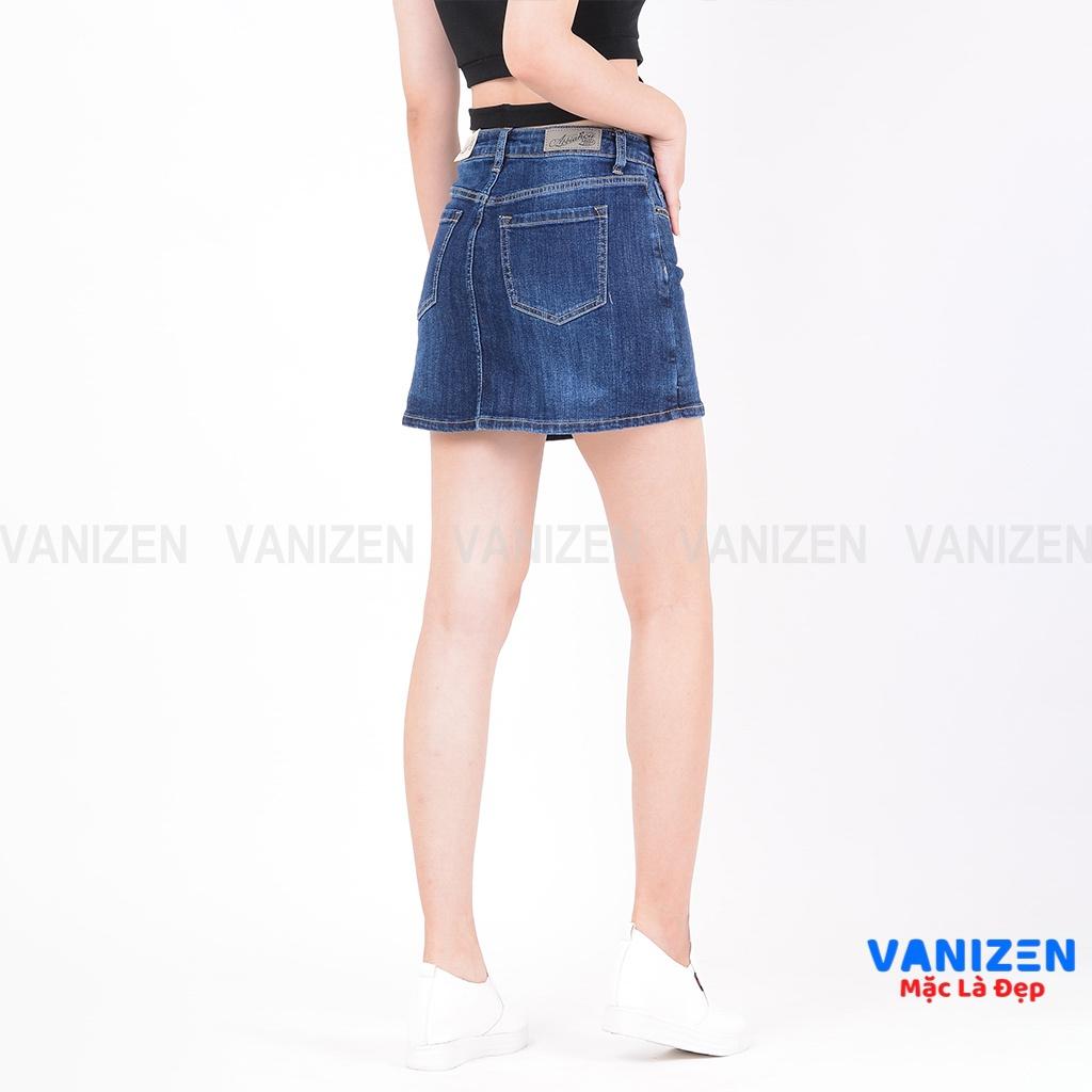 Chân váy jean nữ có quần bên trong đẹp lưng cao cạp cao trơn gấu căn bản hàng cao cấp mã 408 VANIZEN