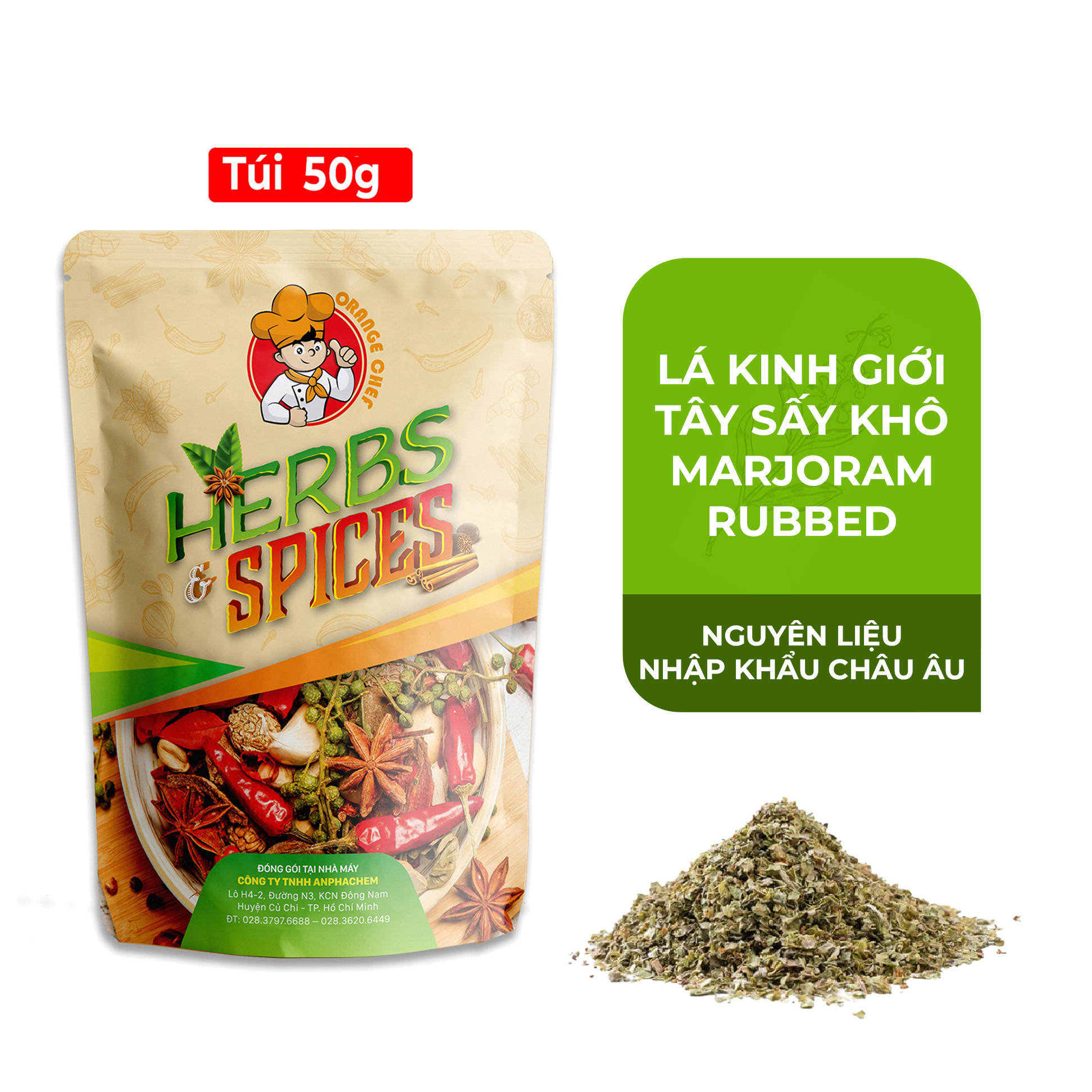 Lá Kinh Giới Tây Sấy Khô Marjoram Rubbed - Gia vị cho các món Âu