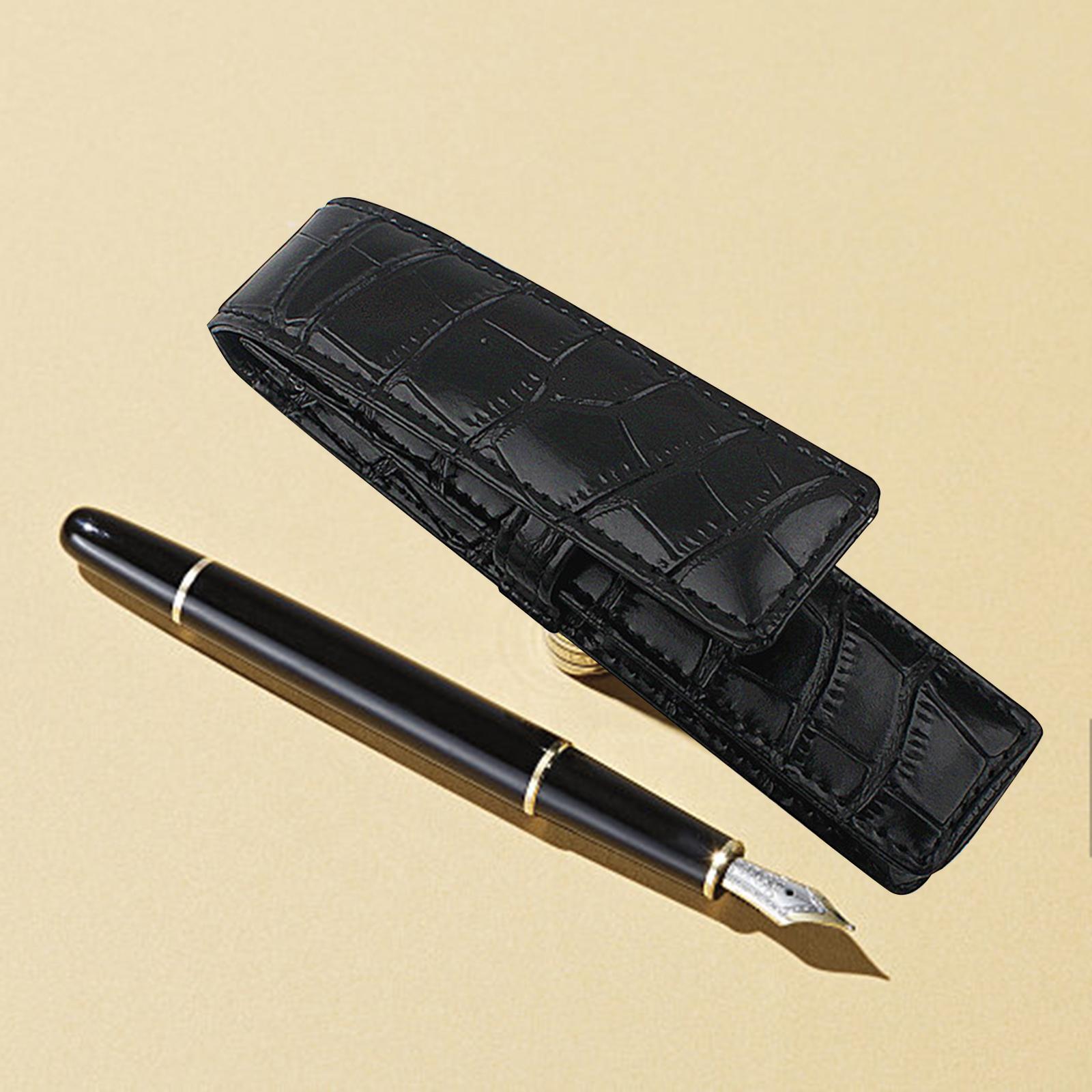 PU Leather Pencil Case Pens Holder Organizer Pouch Retro Style Pen Bag for Businessmen, Students, Adults, Home, School