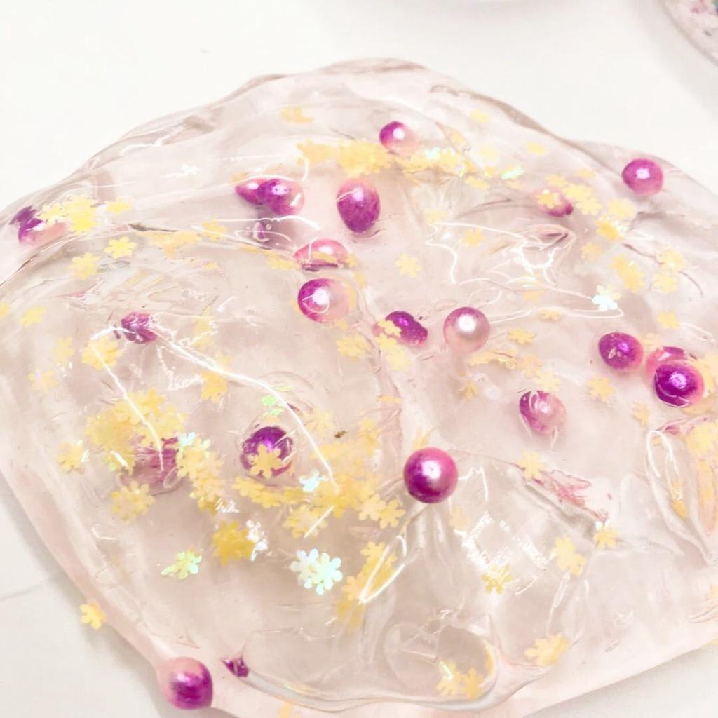 Slime LỌ TRÒN hoa giấy kim tuyến nhũ NG0C TRAI màu cực đẹp Đồ chơi hũ slam chất nhờn ma quái squishy