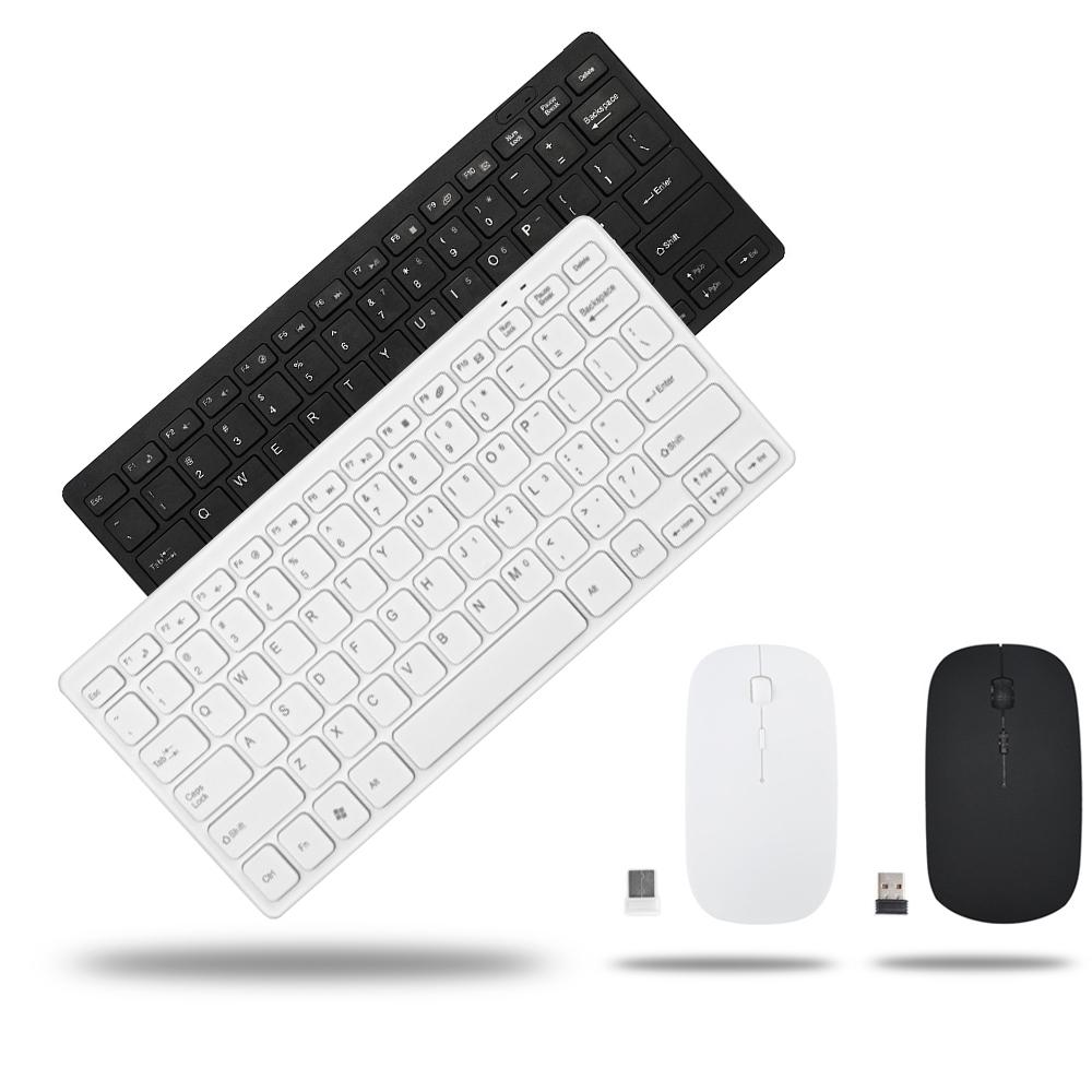 2.4GHz Đa Phương Tiện Nút Công Thái Combo Mini Gia Đình Bàn Phím Chuột Không Dây Siêu Mỏng Quang Chơi Game Không Trượt Nhạy Cảm