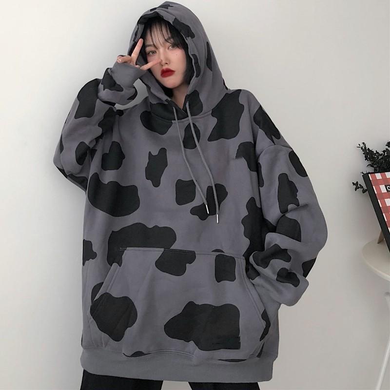 Áo hoodie bò sữa nữ form rộng dài vải nỉ chất đẹp giá rẻ hàng quảng châu  áo thu đông unisex Ulzzang 2022