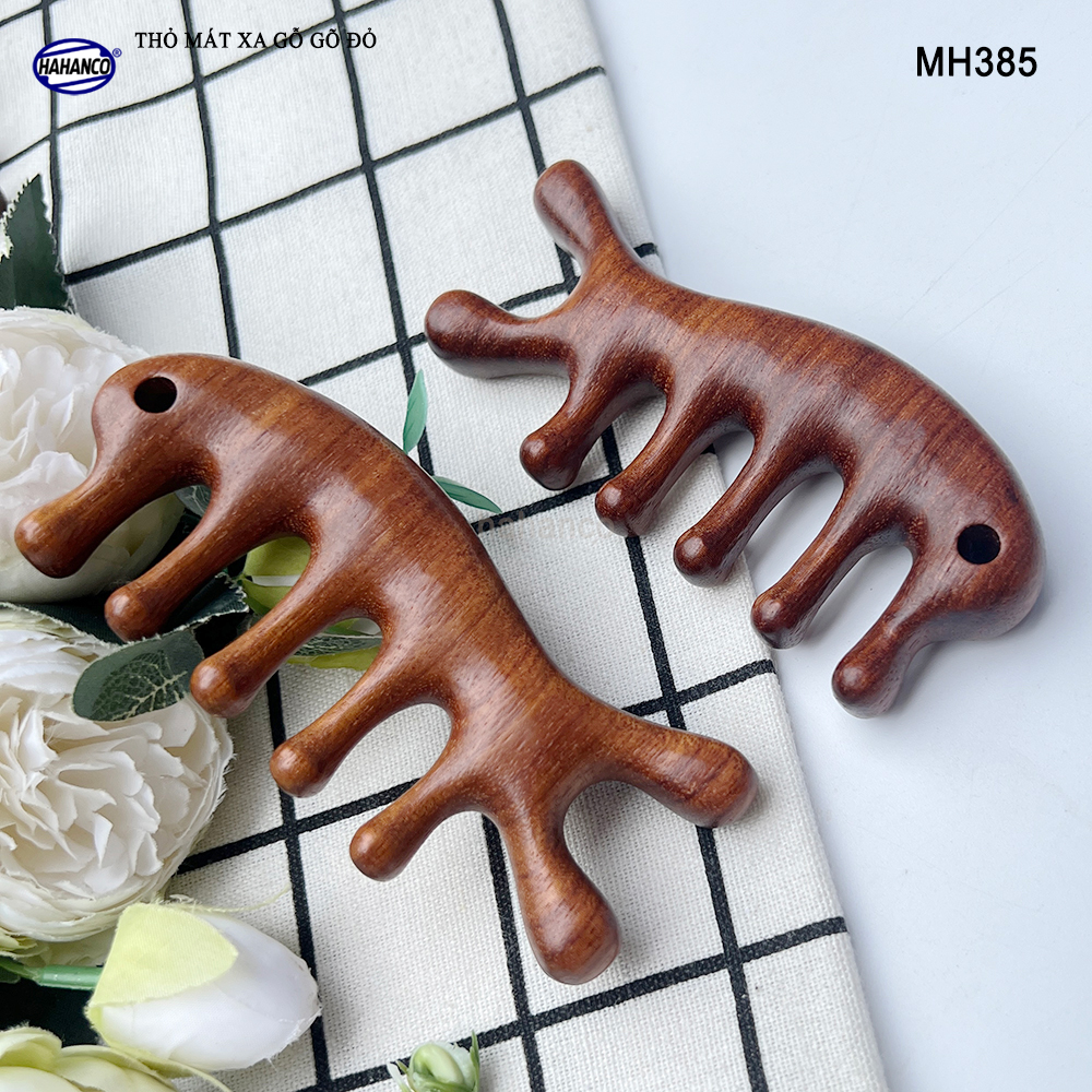 Dụng Cụ Mát Xa Tai Thỏ 5 Răng Gỗ Gõ Đỏ Thư Giãn Giảm Dụng Tóc - HAHANCO - MH385