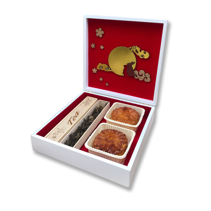 HỘP ĐỰNG BÁNH TRUNG THU BẰNG GỖ LÓT NHUNG CAO CẤP - HỌA TIẾT CẮT NỔI SANG TRỌNG