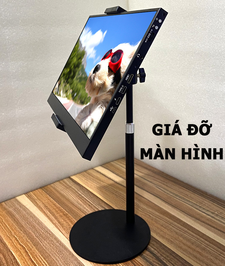 Giá Đỡ Màn Hình Di Động 15.6 inch; Màn Hình Ngang Dọc; Kẹp Máy Tính Bảng; Thay Đổi Chiều Cao; Màn Hình Phụ Máy Tính Để Bàn - Hàng Nhập Khẩu