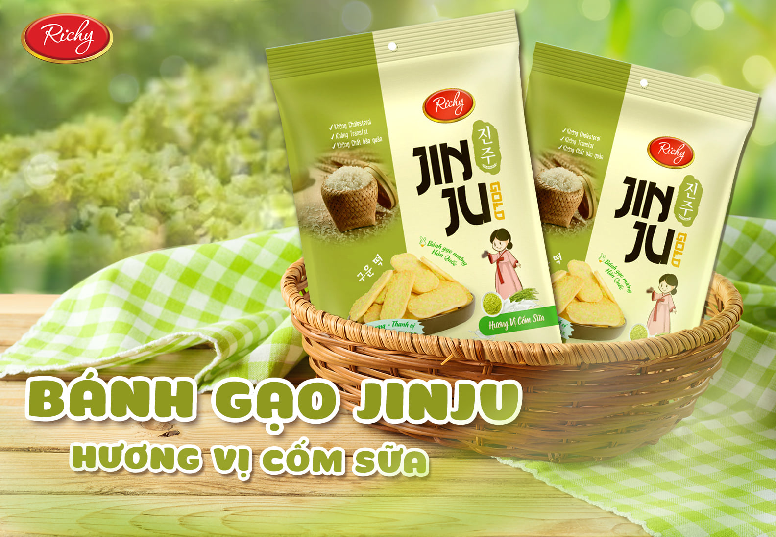 Combo Snack Ăn Vặt Giòn Tan Gồm 3 Gói Bánh Gạo JinJu Hương Vị Bò Nướng Tiêu, Cốm Sữa Và GanJang Mật Ong