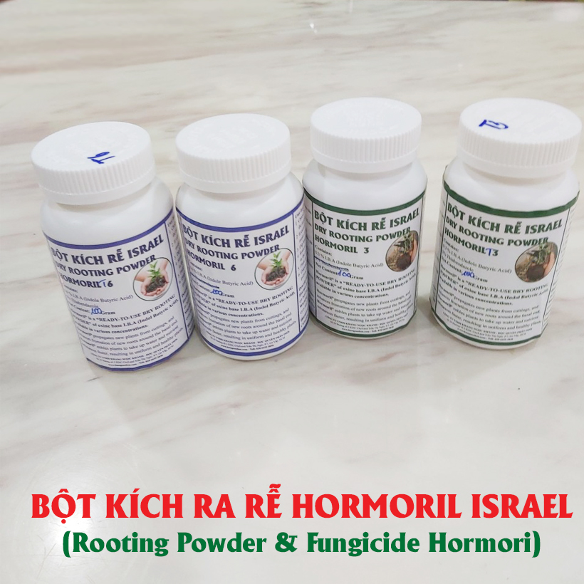 Bột Kích Rễ Israel - Dry Rooting Power Hormoril T3 (Hủ 100gr) dùng kích thích ra rễ nhanh, khỏe trong việc giâm chiết cành hay cây con họ thân mềm (có Thành phần T With Fungicige Ngăn Ngừa Nấm Bệnh vết cắt)