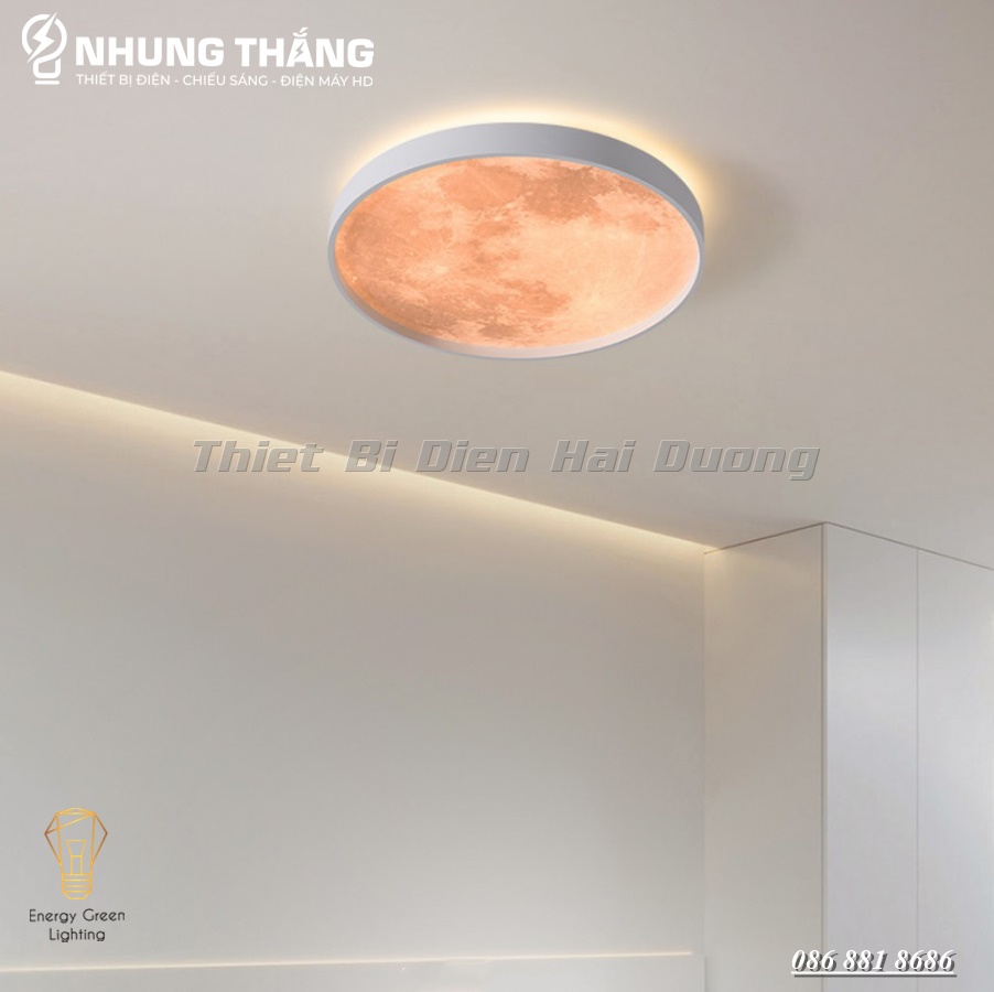 Đèn Ốp Trần Mặt Trăng Decor OT-3030 - Đường Kính 26cm - 3 Chế Độ Ánh Sáng - Kiểu Dáng Sang Trọng