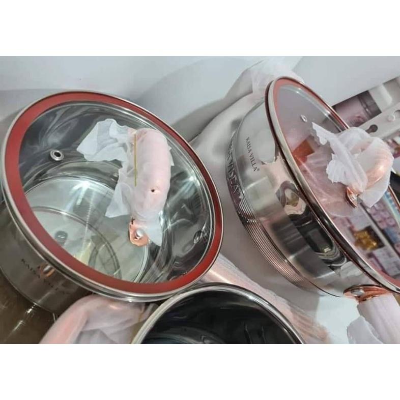 Bộ Nồi Inox 8 Món 12 Chi Tiết Hiệu aquadew Model KV-6636 bảo hành 1 năm chính hãng