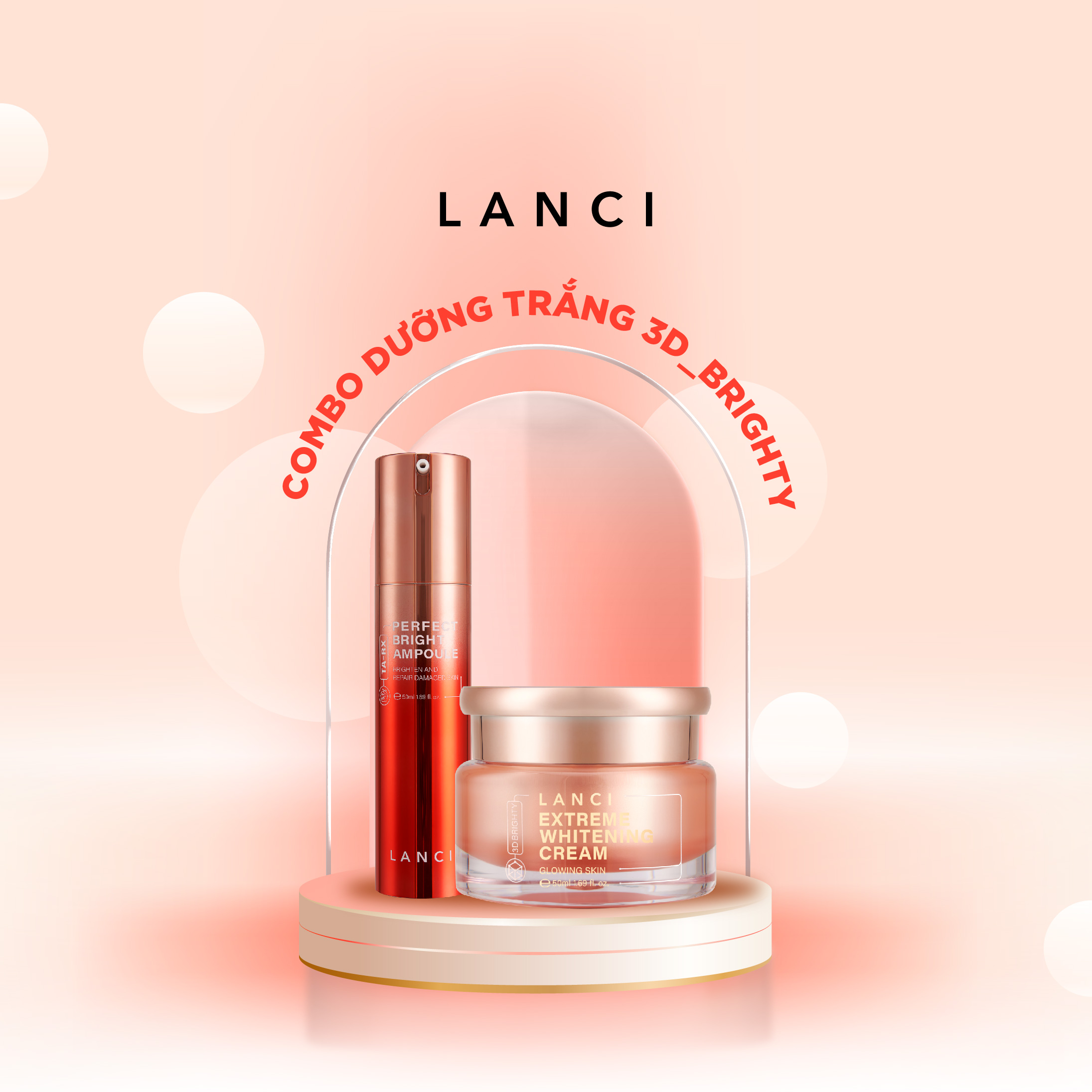Combo Dưỡng Trắng 3D-BRIGHTY LANCI 50ml