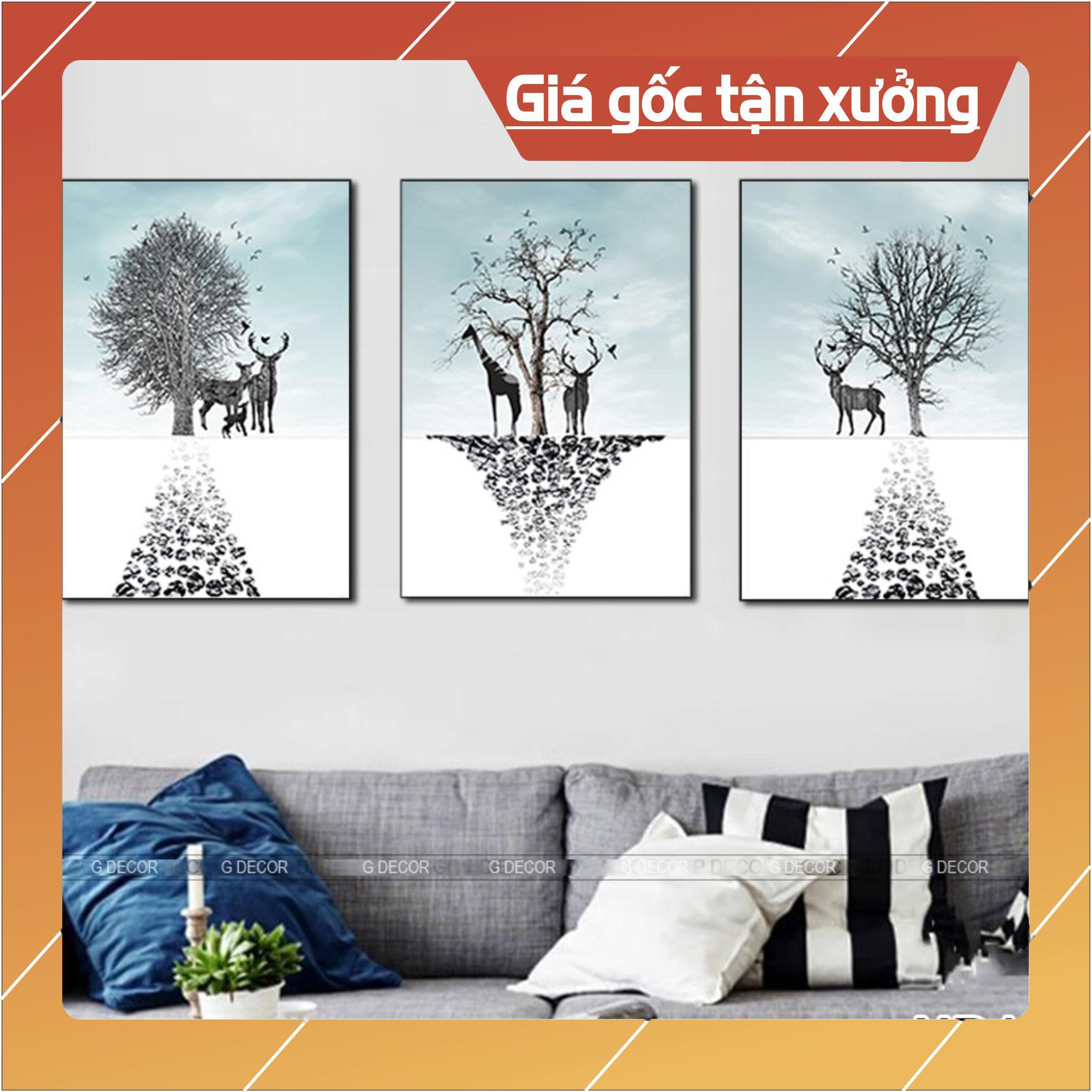 Bộ tranh treo tường phong thủy trang trí nội thất đẹp và sang trọng