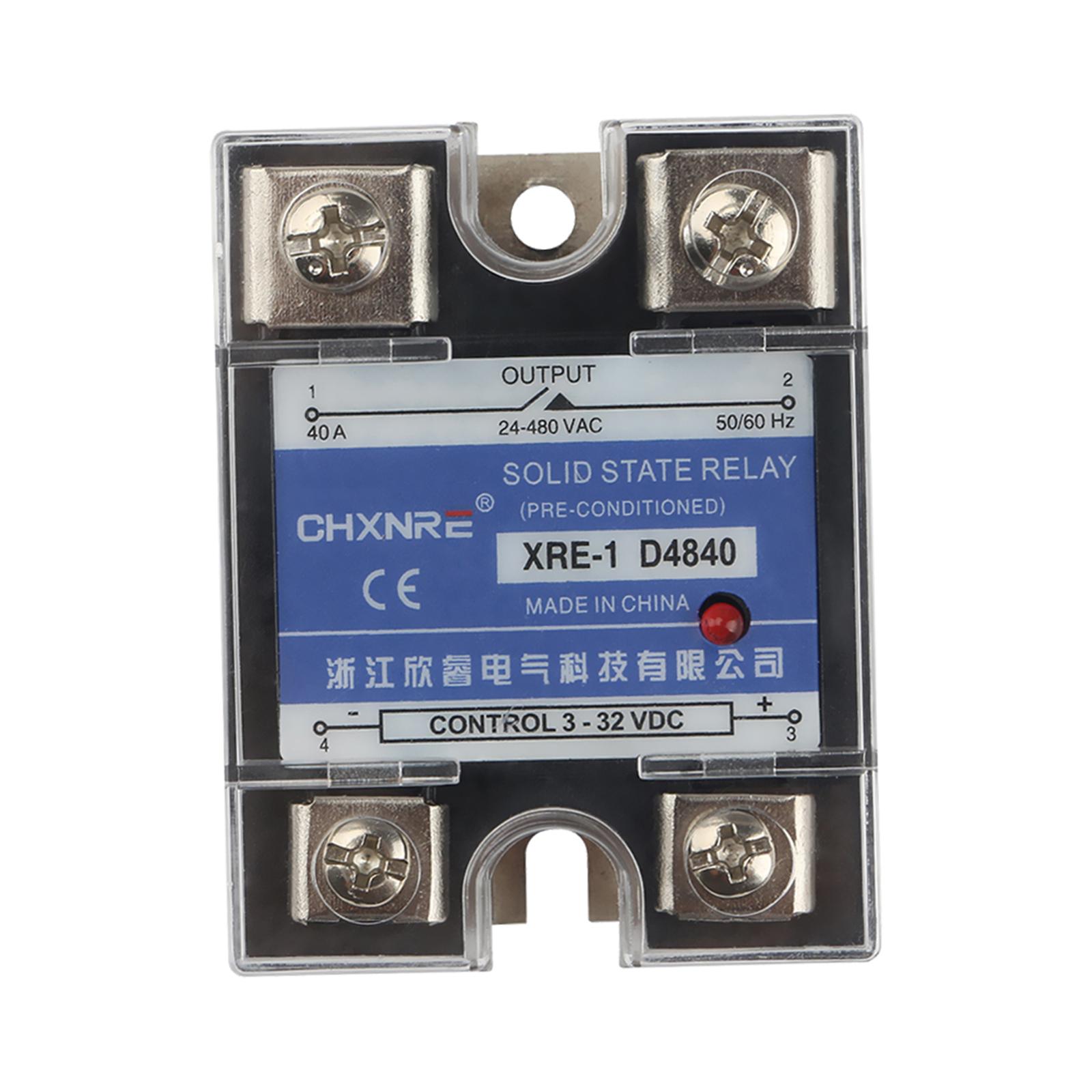 XRE-1 D4840 SSR Solid State Relay DC-AC 3-32V DC to AC24-480V 3D Printer Accessories Parts, Material:metal, plastic, electronic parts.