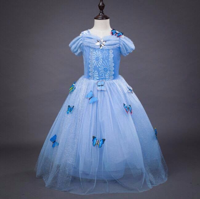 Đầm Hóa Trang Công Chúa Lọ Lem Cinderella Cho Bé Gái Màu Xanh - HMQ31