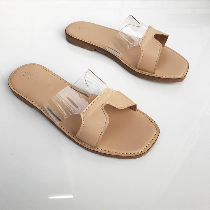 TLG Dép Thời Trang Nữ Da PU Cao Cấp Quai Ngang Chũ H Lót Dép Mềm Mại